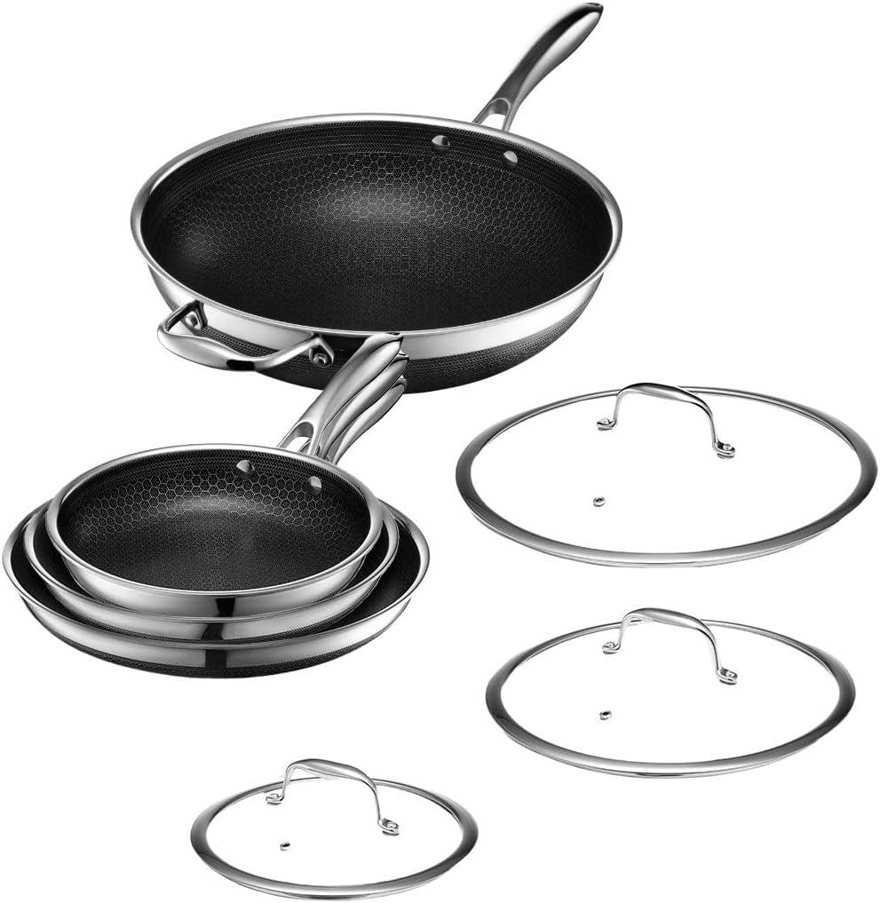 HexClad Hybrid 7-Piece Pan Set with Lids